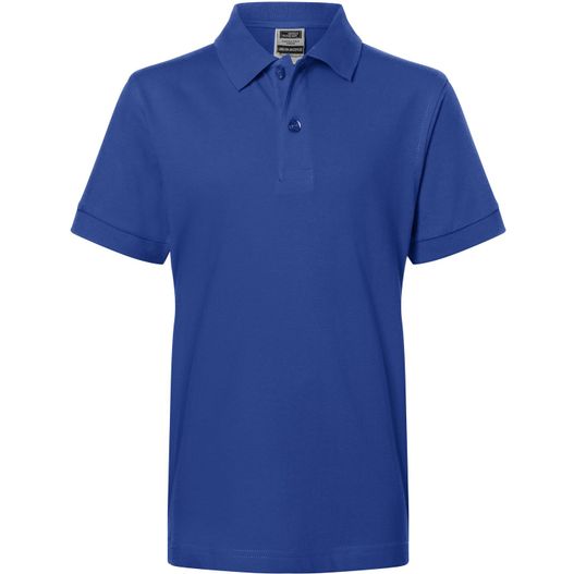 ein blaues poloshirt mit einem weißen logo auf der brust Classic Polo Junior - Hochwertiges Polohemd mit Armbündchen (Bild 1)