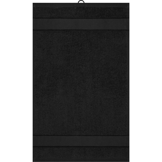ein schwarzes handtuch, das an einer wand hängt Guest Towel - Gästehandtuch im modischen Design (Bild 1)