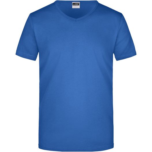 ein blaues v-hals t shirt Men's Slim Fit V-T - Figurbetontes V-Neck-T-Shirt (Bild 1)