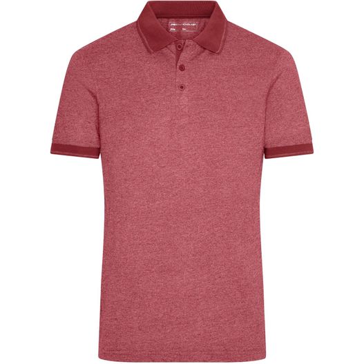 ein rotes poloshirt mit einem kragen und einem kleinen weißen streifen Men's Heather Polo - Melange Polo mit modischen Details (Bild 1)