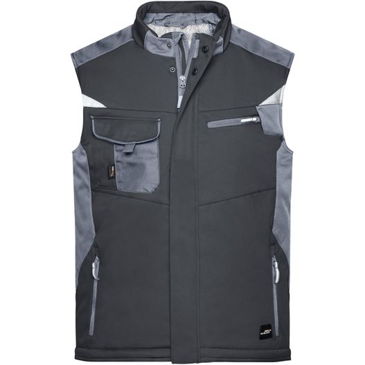eine schwarze weste mit grauer und grauer farbe Craftsmen Softshell Vest - STRONG - - Professionelle Softshellweste mit warmem Innenfutter (Bild 1)