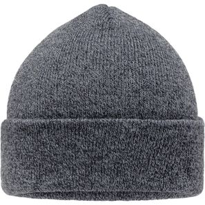 Melange Beanie - Melierte Strickmütze mit Umschlag