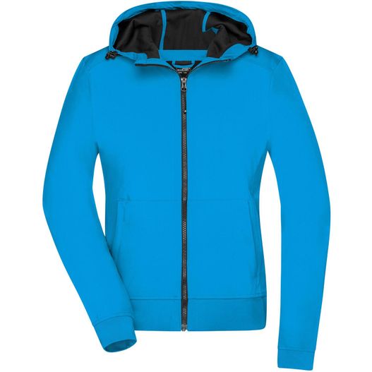 eine blaue jacke mit kapuze und reißverschluss Ladies' Hooded Softshell Jacket - Softshelljacke mit Kapuze im sportlichen Design (Bild 1)