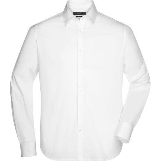 ein weißes hemd mit schwarzem kragen Men's Shirt Slim Fit Long - Modisch tailliertes Cityhemd und Damenbluse (Bild 1)