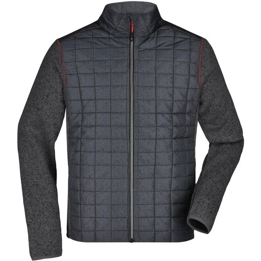eine herrenjacke mit reißverschluss und kapuze Men's Knitted Hybrid Jacket - Strickfleecejacke im stylischen Materialmix (Bild 1)