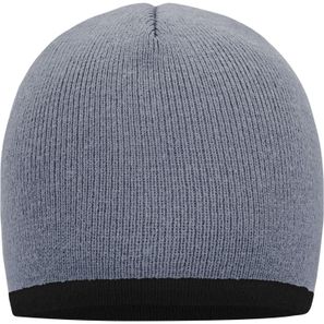 Beanie with Contrasting Border - Enganliegende Strickmütze ohne Umschlag
