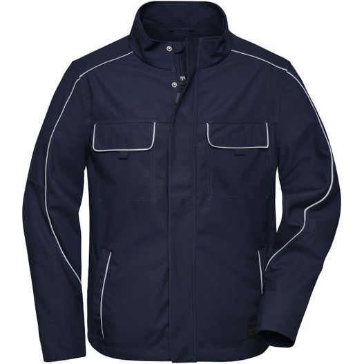 eine marinejacke mit weißen pips und einem weißen pips auf der brust Workwear Softshell Light Jacket - SOLID - - Professionelle, leichte Softshelljacke im cleanen Look mit hochwertigen Details (Bild 1)
