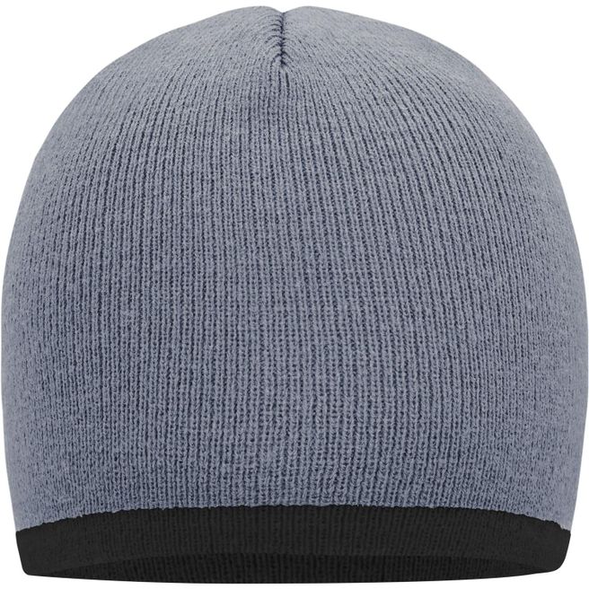 Beanie with Contrasting Border - Enganliegende Strickmütze ohne Umschlag