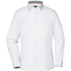 Ladies' Plain Shirt - Modisches Shirt mit Karo-Einsätzen an Kragen und Manschette