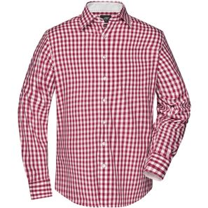 Men's Checked Shirt - Modisches Karoshirt mit Uni-Einsätzen an Kragen und Manschette
