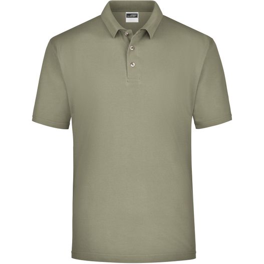 ein grünes poloshirt mit weißem kragen Polo-Piqué Medium - Klassisches Polohemd für Freizeit und Sport (Bild 1)