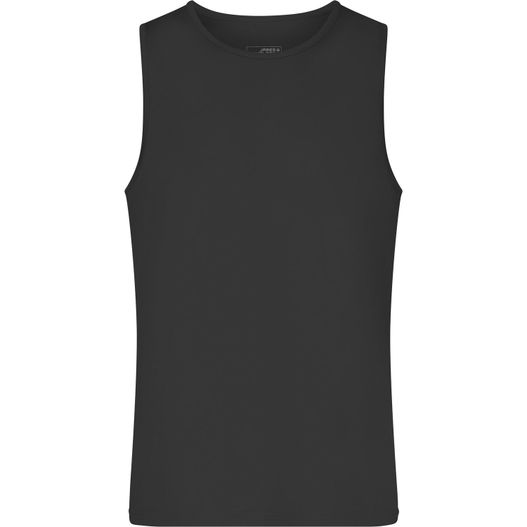 eine schwarze tankplatte mit rundem hals Men's Active Tanktop - Funktionstop für Freizeit und Sport (Bild 1)