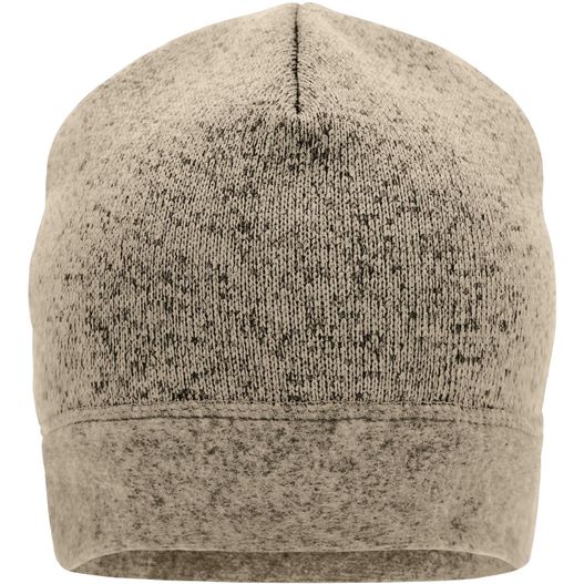 eine strickmütze mit knopf auf der vorderseite Knitted Fleece Workwear Beanie - STRONG - - Strickmütze in Melange-Optik (Bild 1)