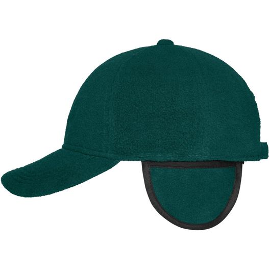 einen grünen hut mit einer schwarzen braut auf ihm 6 Panel Fleece Cap with Earflaps - Wärmendes Fleece-Cap mit ausklappbarem Ohrenschutz (Bild 1)