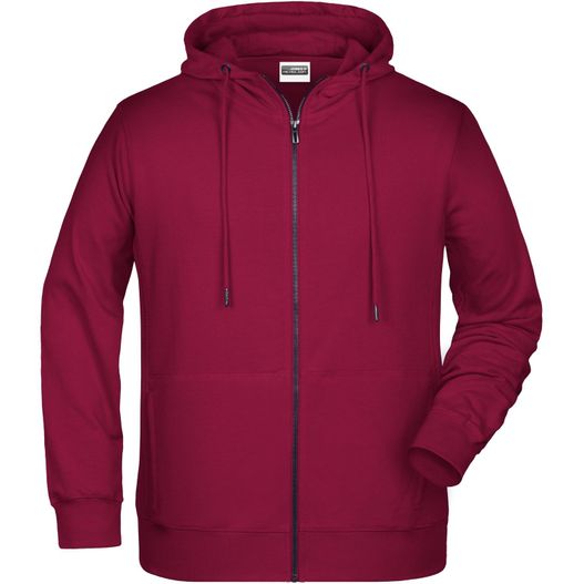ein roter kapuze mit reißverschluss vorne Men's Zip Hoody - Sweatjacke mit Kapuze und Reißverschluss (Bild 1)