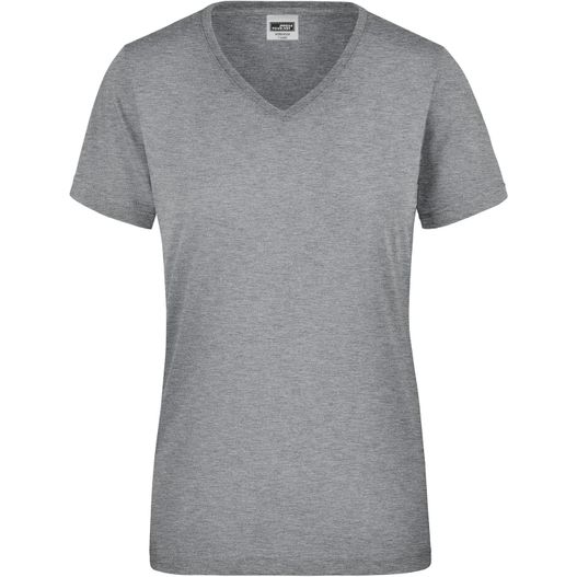 ein frauen grau v - hals t - hemd Ladies' Workwear T-Shirt - Strapazierfähiges und pflegeleichtes T-Shirt (Bild 1)