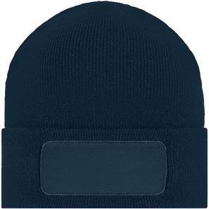 Knitted Beanie with Patch (10cm x 5cm) - Klassische Strickmütze mit Baumwoll-Patch
