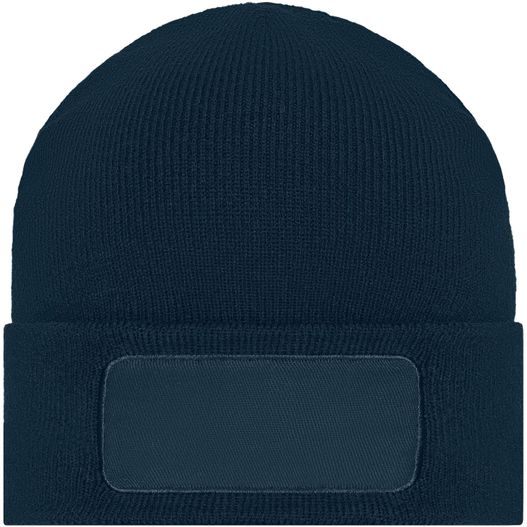 Knitted Beanie with Patch (10cm x 5cm) - Klassische Strickmütze mit Baumwoll-Patch (Bild 1)