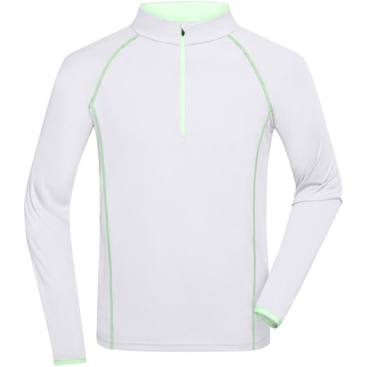 ein weißes und grünes langarmshirt Men's Sports Shirt Longsleeve - Langarm Funktionsshirt für Fitness und Sport (Bild 1)
