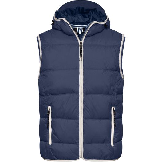 eine blaue weste mit kapuze und reißverschluss Men's Maritime Vest - Modische Steppweste mit angeschnittener Kapuze (Bild 1)