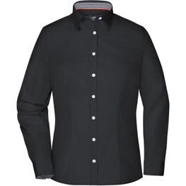 Ladies' Plain Shirt - Modisches Shirt mit Karo-Einsätzen an Kragen und Manschette