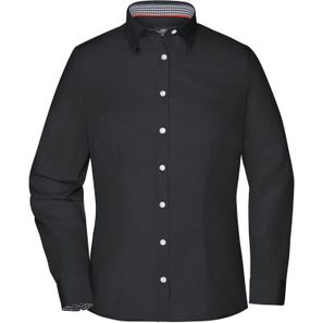Ladies' Plain Shirt - Modisches Shirt mit Karo-Einsätzen an Kragen und Manschette