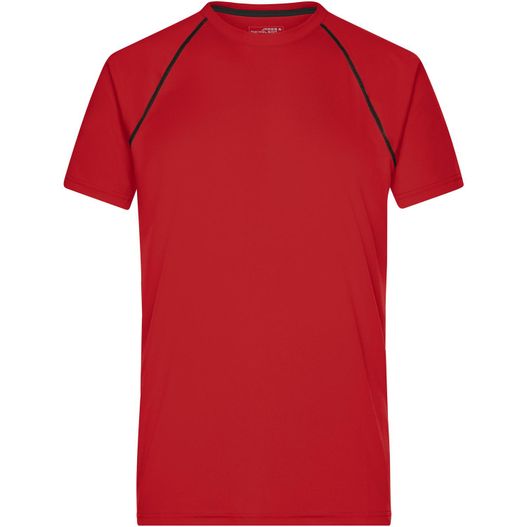 ein rotes t - hemd mit schwarzen pips Men's Sports T-Shirt - Funktionsshirt für Fitness und Sport (Bild 1)
