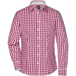 Ladies' Checked Blouse - Modisches Karoshirt mit Uni-Einsätzen an Kragen und Manschette