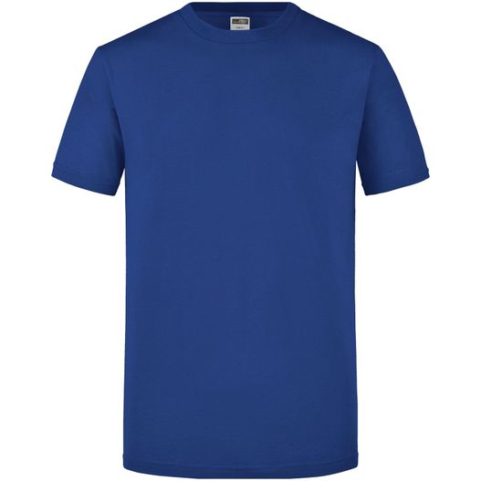 ein blaues t-shirt mit einem weißen logo auf der brust Men's Slim Fit-T - Figurbetontes Rundhals-T-Shirt (Bild 1)