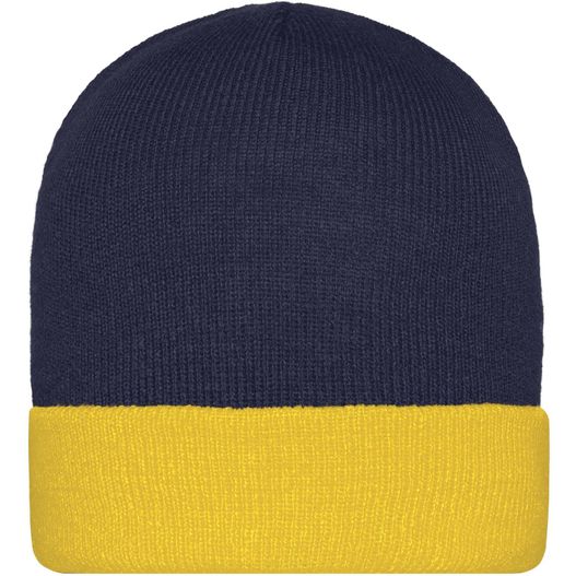 ein mariner und gelber mütze Knitted Cap - Klassische Strickmütze mit Umschlag (Bild 1)
