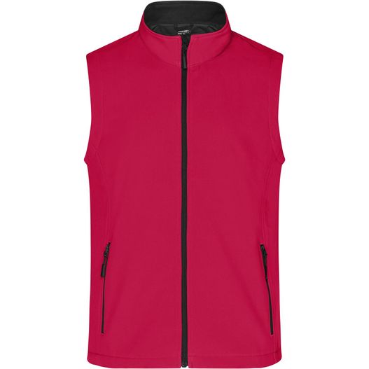 eine rote weste mit schwarzen reißverschluss und einem schwarzen reißverschluss Men's Promo Softshell Vest - Softshellweste für Promotion und Freizeit (Bild 1)