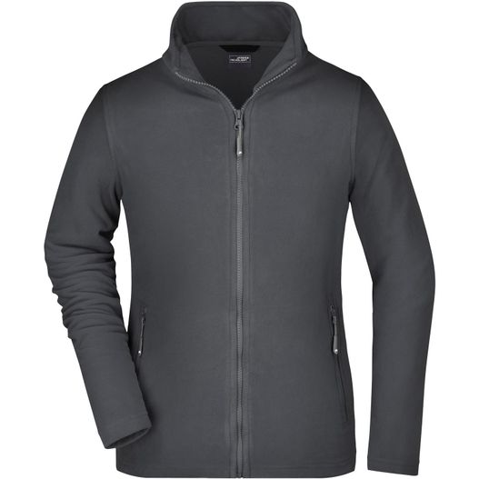 eine schwarze jacke mit reißverschluss vorne Ladies' Basic Fleece Jacket - Klassische Fleecejacke mit Stehkragen (Bild 1)