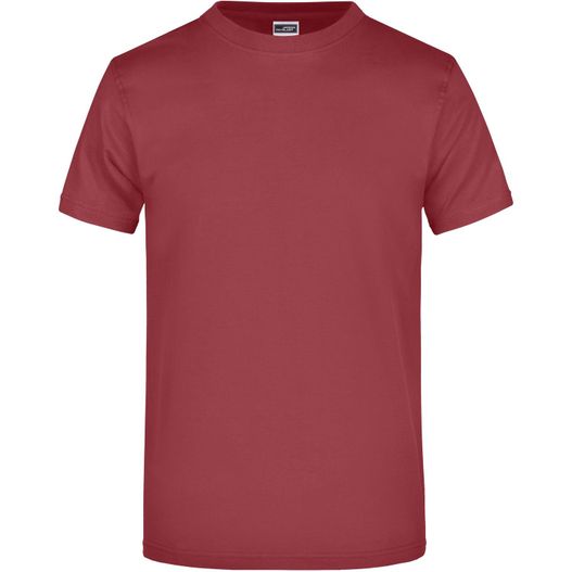 ein rotes t-shirt mit einem weißen logo auf der brust Round-T Heavy (180g/m²) - Komfort-T-Shirt aus strapazierfähigem Single Jersey (Bild 1)