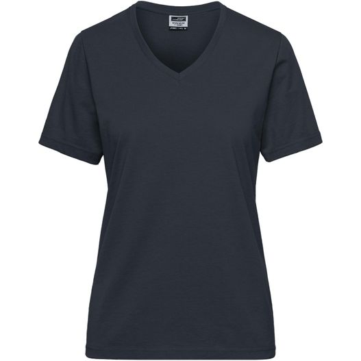 ein frauen marine v - hals t - hemd Ladies' BIO Workwear T-Shirt - Strapazierfähiges und pflegeleichtes T-Shirt (Bild 1)
