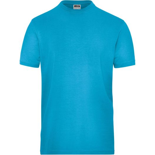 ein blaues t-shirt mit einem weißen logo auf der brust Men's BIO Stretch-T Work - SOLID - - T-Shirt aus weichem Elastic-Single-Jersey (Bild 1)