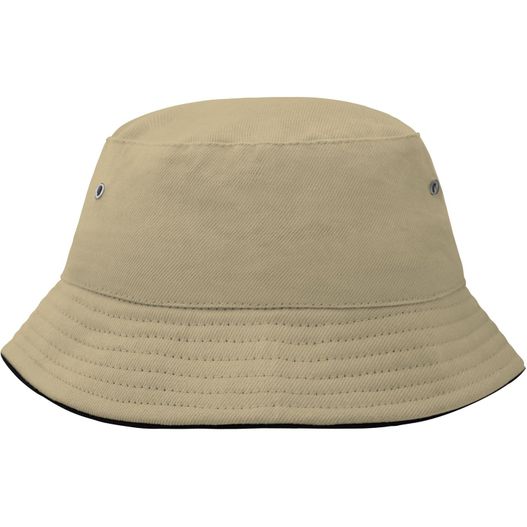 ein beige bucket hut mit schwarzer band Fisherman Piping Hat for Kids - Trendiger Kinderhut aus weicher Baumwolle (Bild 1)