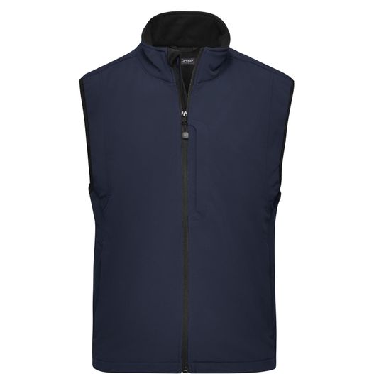 eine marineweste mit einem reißverschlusskragen und einem schwarzen reißverschluss Men's Softshell Vest - Trendige Weste aus Softshell (Bild 1)