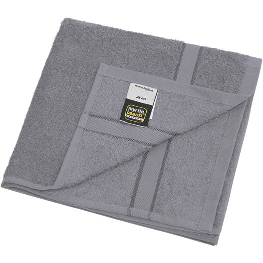 ein graues handtuch auf einer weißen oberfläche gefaltet Hand Towel - Handtuch im dezenten Design (Bild 1)