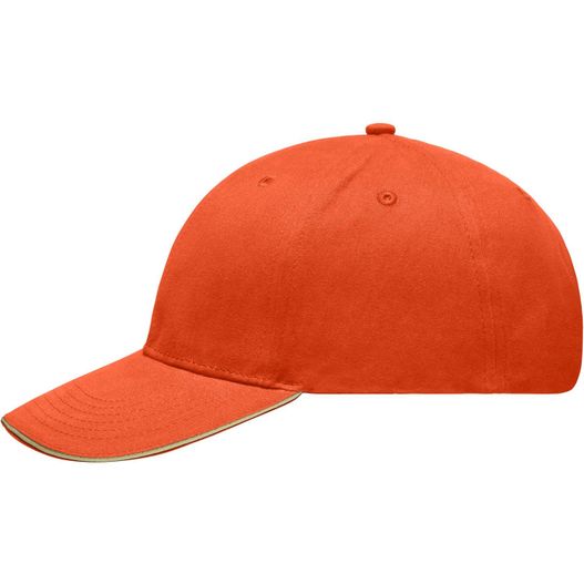 eine rote baseballkappe mit einem weißen visier Light Brushed Sandwich Cap - Hochwertige, leichte und weiche 6 Panel Cap (Bild 1)