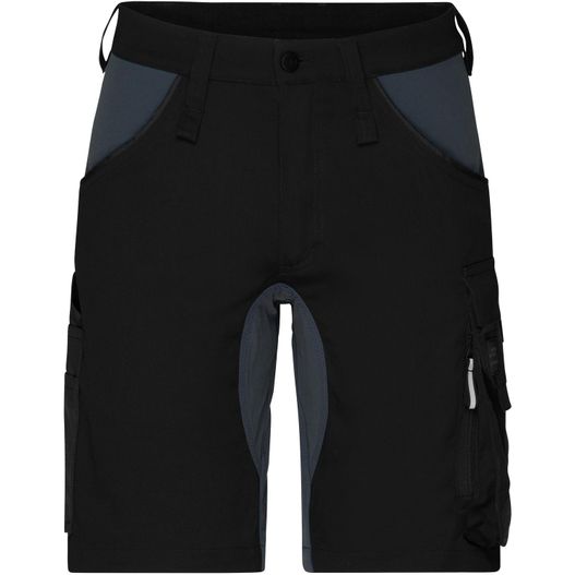 schwarze shorts mit reißverschlusstasche Workwear Stretch-Bermuda Slim Line - Spezialisierte kurze Arbeitshose in schmaler Schnittführung mit elastischen Einsätzen und funktionellen Details (Bild 1)