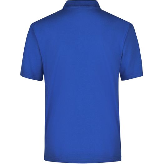 ein blaues poloshirt mit einem weißen logo auf der brust Polo-Piqué Medium - Klassisches Polohemd für Freizeit und Sport (Bild 1)
