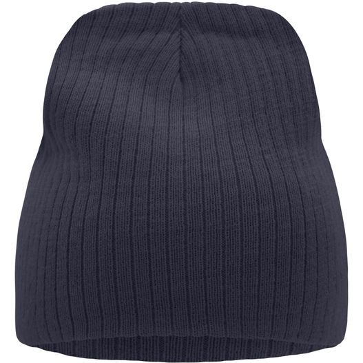 ein navy hut mit einem rippengestrickmuster Rib Beanie - Strickmütze mit Ripp-Optik (Bild 1)