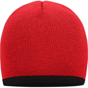 Beanie with Contrasting Border - Enganliegende Strickmütze ohne Umschlag