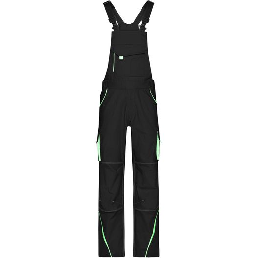 ein schwarz-grünes bib mit reflektierenden reflektierenden reflektierende reflektierende reflektierende reflektierende reflektierende reflektierende reflektierende reflektierende reflektierende reflektierende Workwear Pants with Bib - COLOR - - Funktionelle Latzhose im sportlichen Look mit hochwertigen Details (Bild 1)