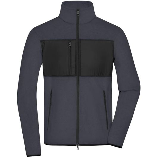 eine herrenjacke mit reißverschluss und reißverschluss hinten Men's Fleece Jacket - Fleecejacke im Materialmix (Bild 1)