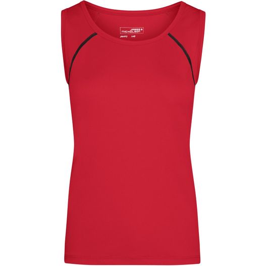 ein rotes oberteil mit schwarzem seitenstreifen Ladies' Sports Tanktop - Funktionstop für Fitness und Sport (Bild 1)
