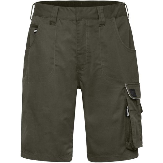 ein mann mit einer grünen ladung shorts Workwear Bermudas - SOLID - - Funktionelle Arbeitsshorts im cleanen Look mit hochwertigen Details (Bild 1)