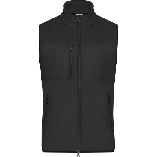 eine schwarze weste mit reißverschluss und reißverschluss Men's Fleece Vest - Fleeceweste im Materialmix (Bild 1)