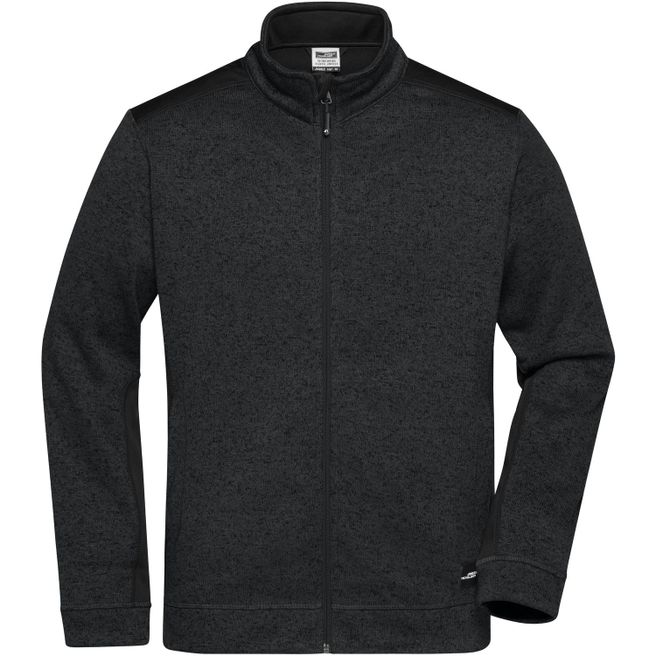 Men's Knitted Workwear Fleece Jacket - STRONG - - Pflegeleichte Strickfleece Jacke im Materialmix
