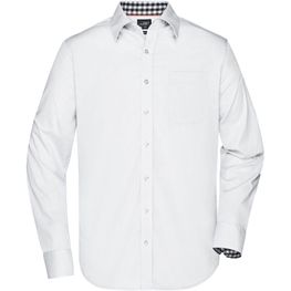Men's Plain Shirt - Modisches Shirt mit Karo-Einsätzen an Kragen und Manschette